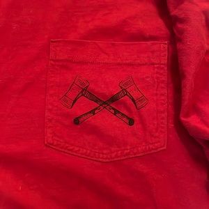 Mens deep red long sleeve shirt.